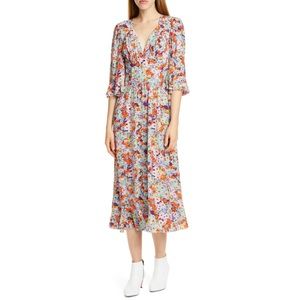Stine Goya Evelyn Floral Print Silk Midi Dress